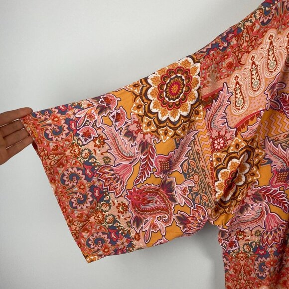 Knox Rose Boho Kimono Cardigan Size 2X / 3X Floral Multicolor Open Front - Picture 4 of 10